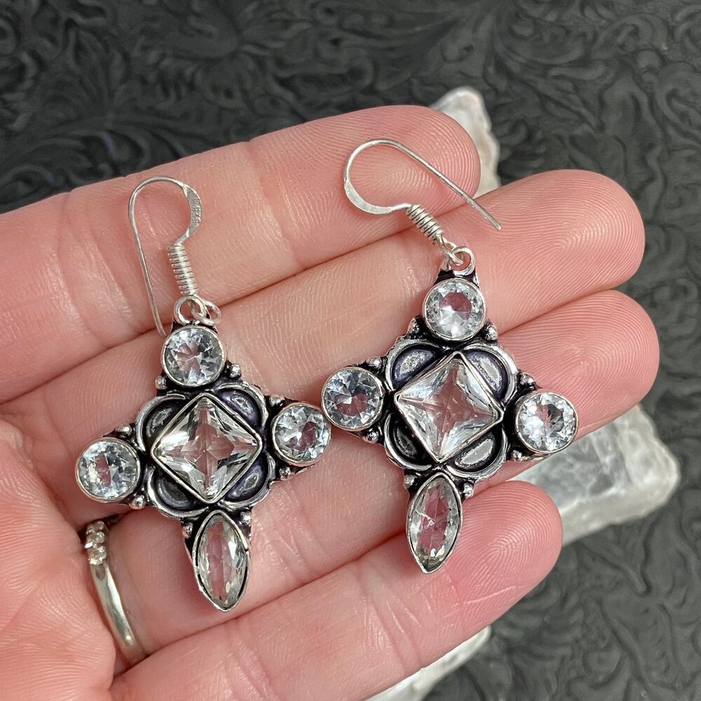 Topaz Witchy Fairycore Star Earrings Stone Crystal Jewelry